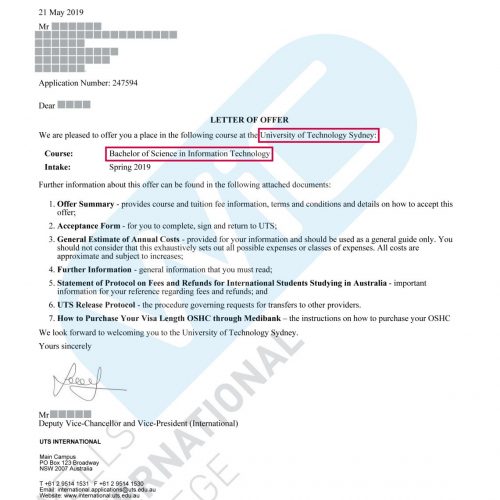 UTS Offer Letter