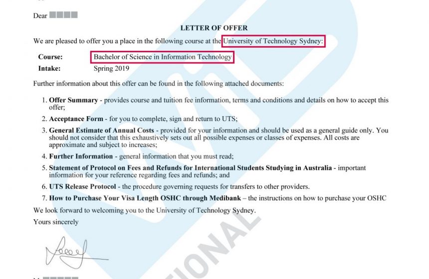 UTS Offer Letter
