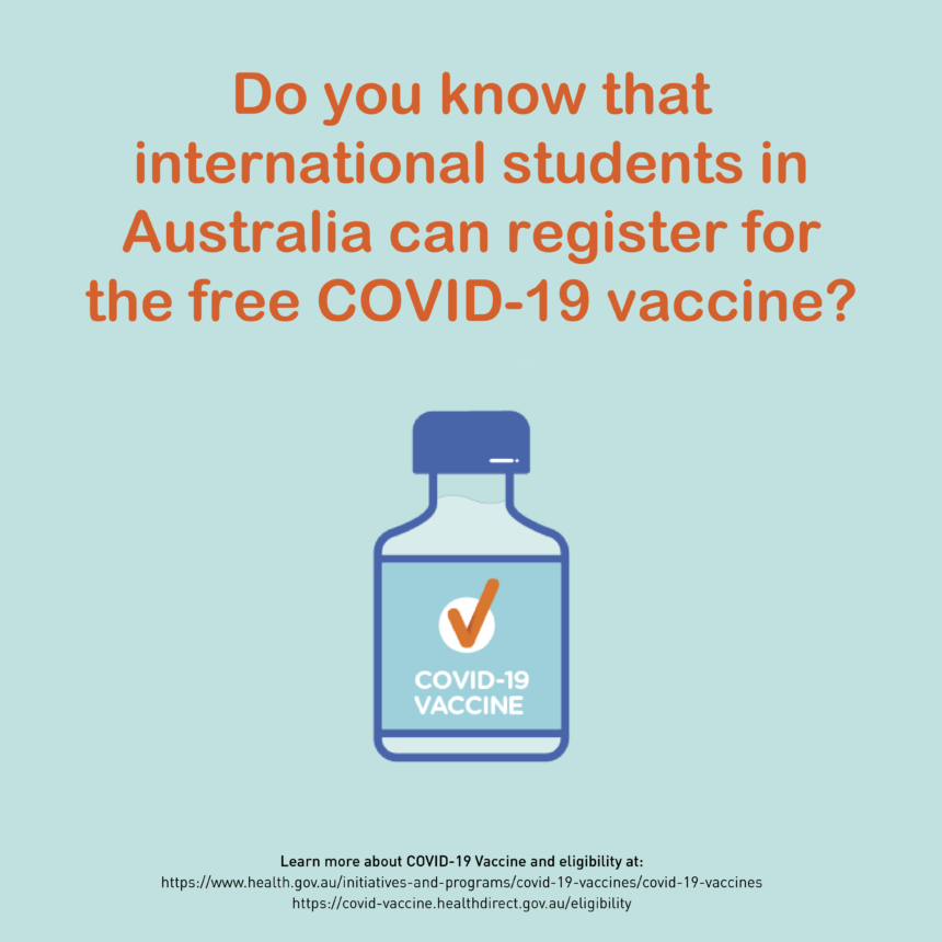 Do you know that international students in Australia can register for the free COVID-19 vaccine?